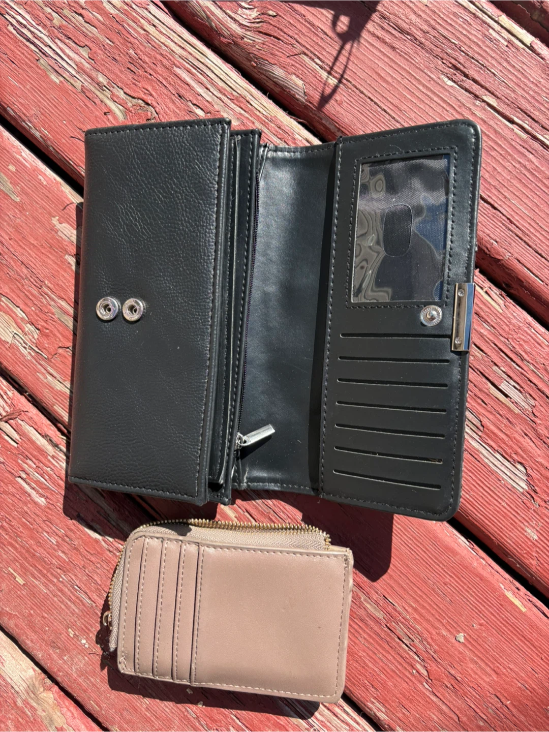 Black and Tan Wallet Set with Snake Print Accent - photo 2