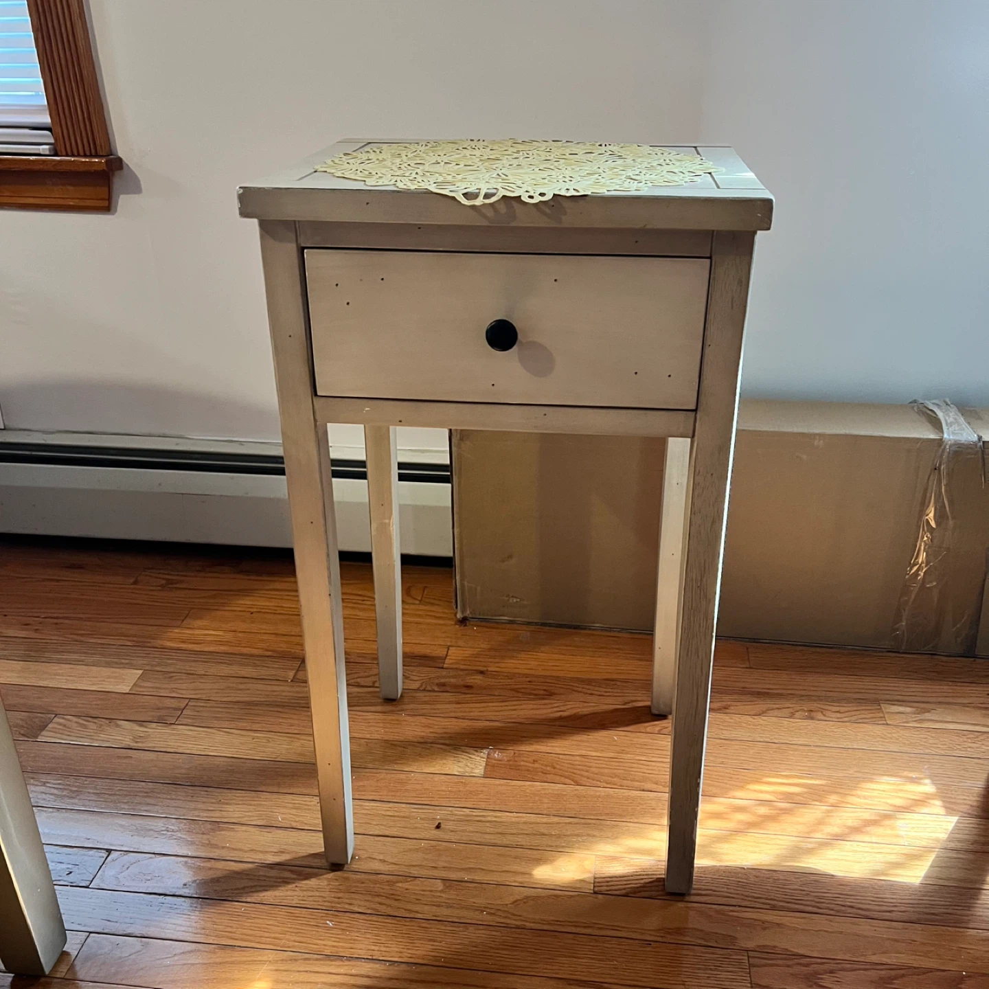 Cream Side Table with Drawer