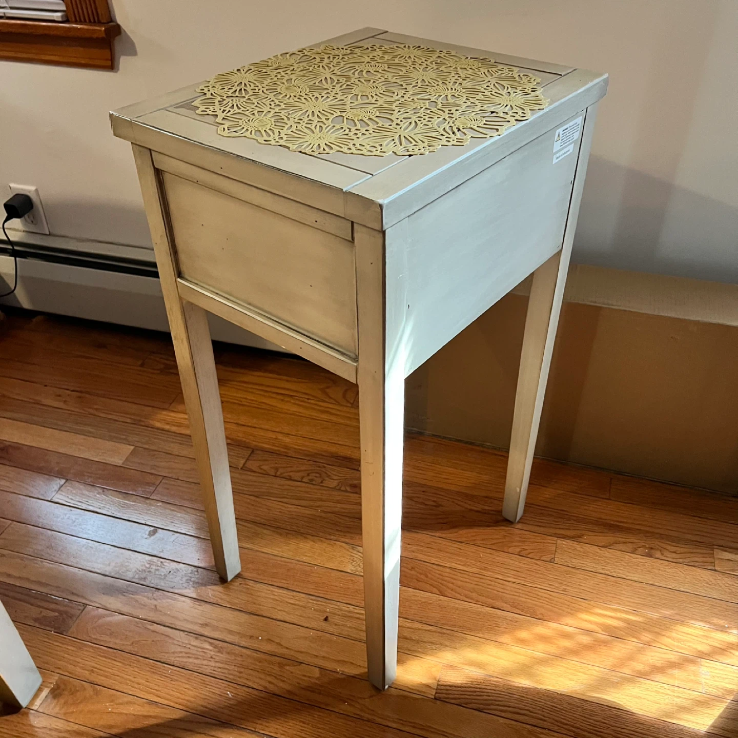 Cream Side Table with Drawer - photo 5