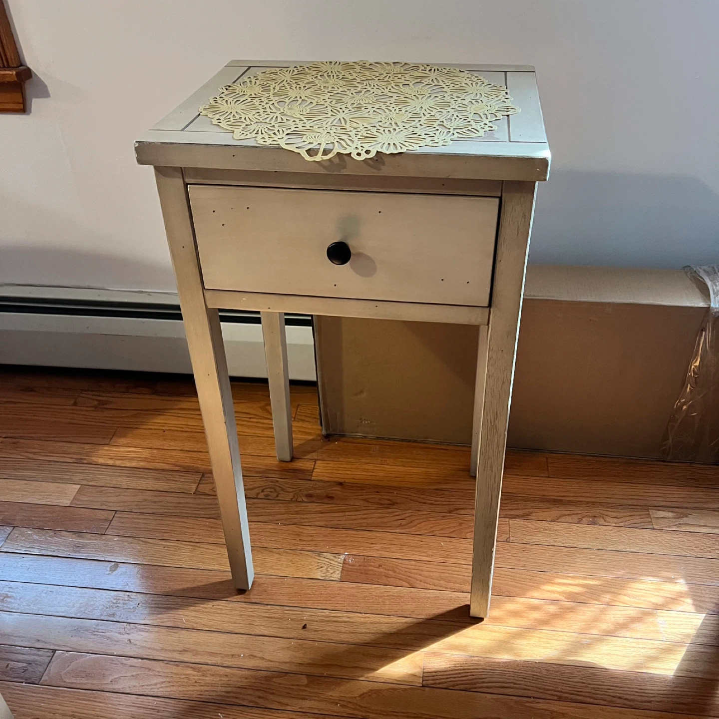 Cream Side Table with Drawer - photo 2