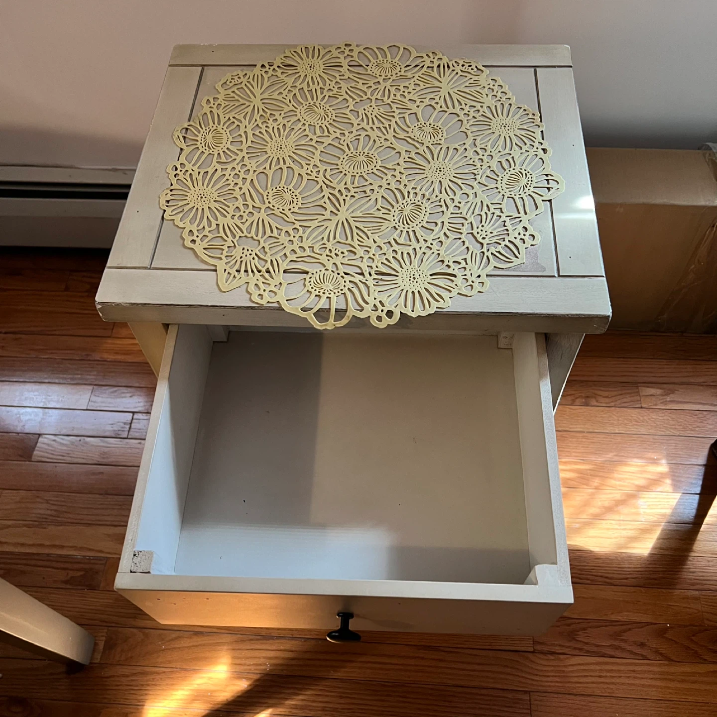 Cream Side Table with Drawer - photo 3