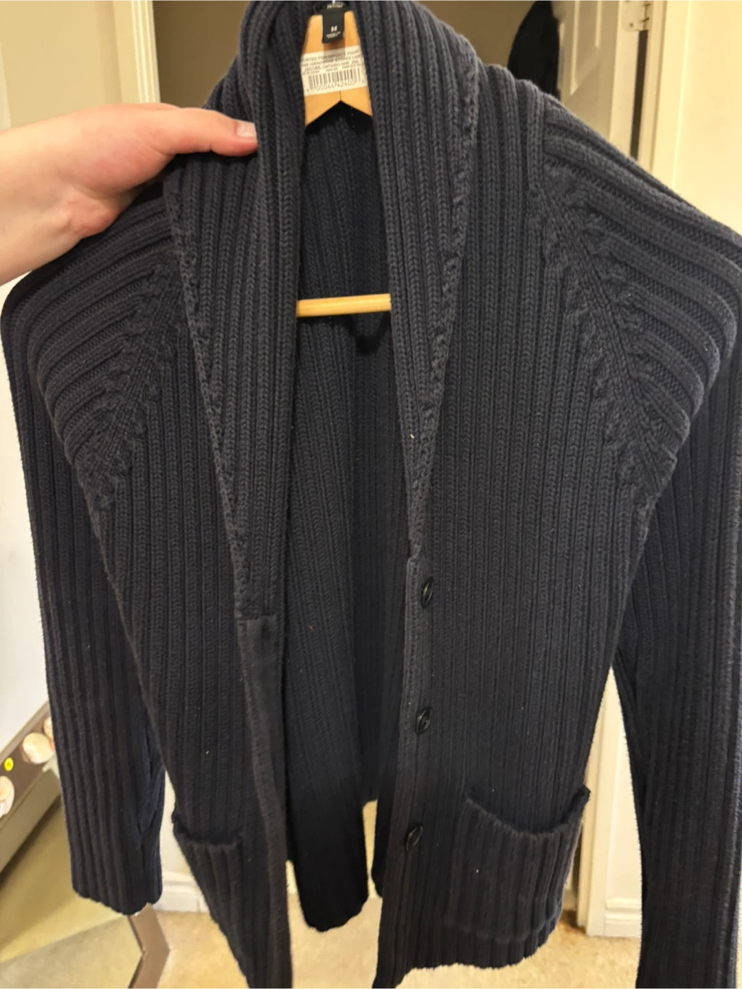 Talbots Petite Shawl Collar Cardigan Navy Blue