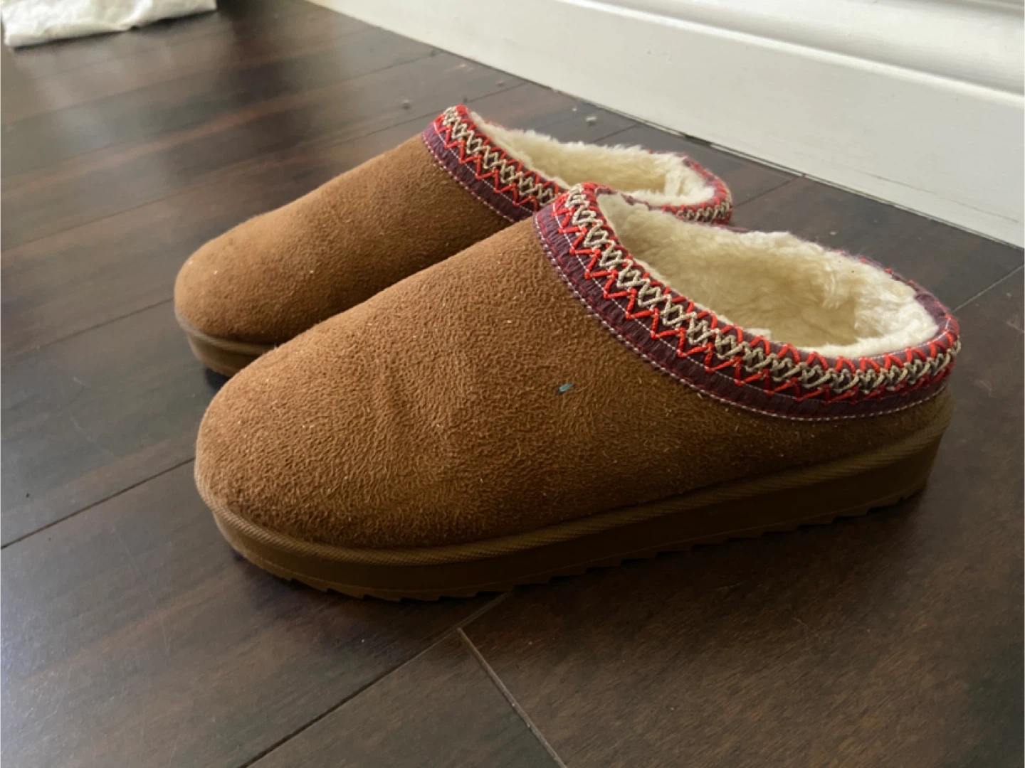 Brown Suede Slippers with Sherpa Lining - Size 39 - photo 2