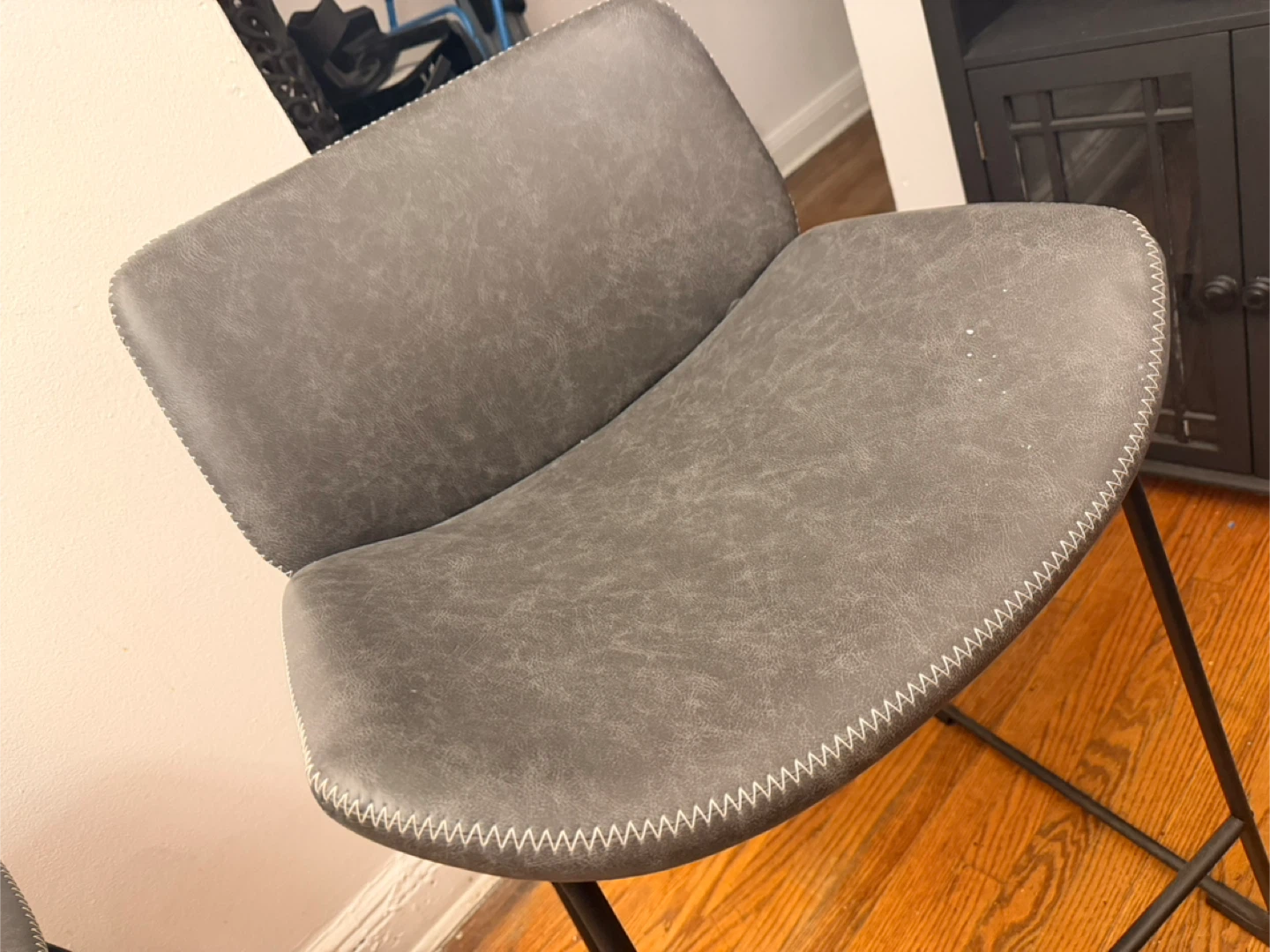 Set of 2 Gray Faux Leather Bar Stools - photo 5