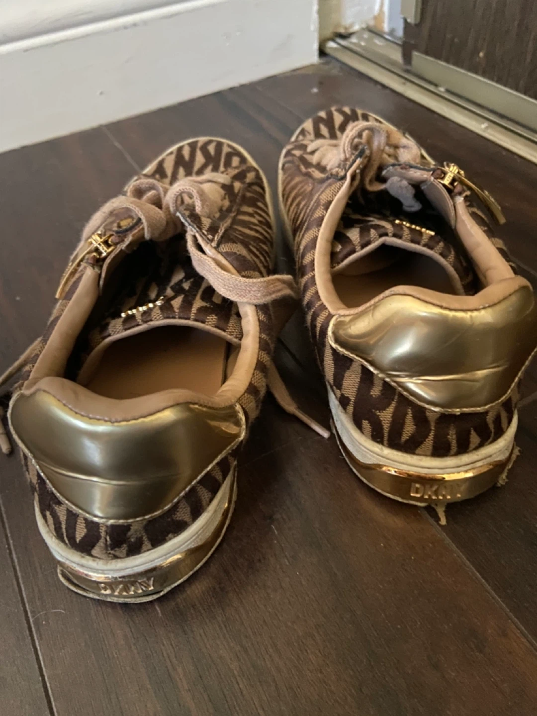DKNY Women's Sneakers - Brown Logo Print - Size 6.5 - photo 2