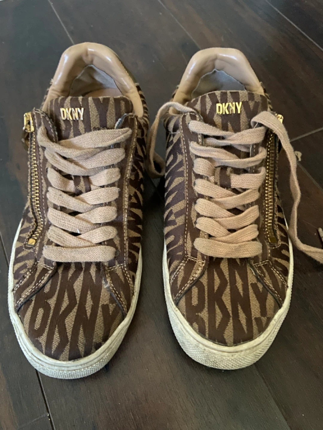 DKNY Women's Sneakers - Brown Logo Print - Size 6.5 - photo 3