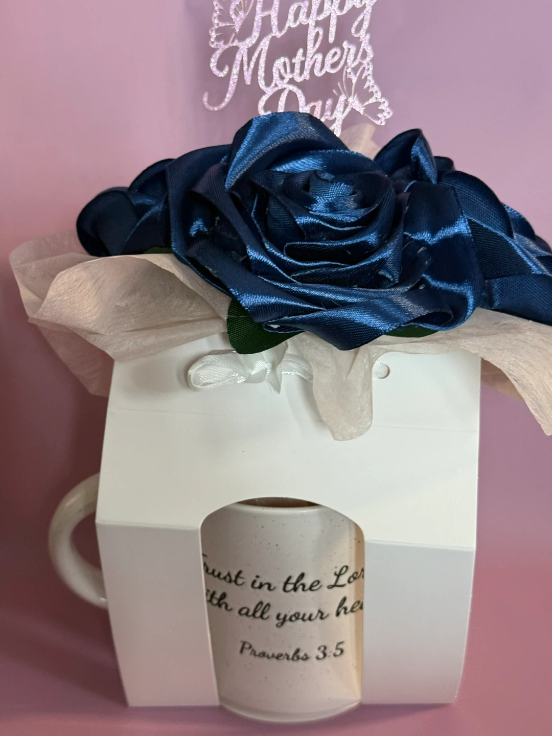 Blue Rose Mug Decoration with 'Happy Mother's Day' - photo 2