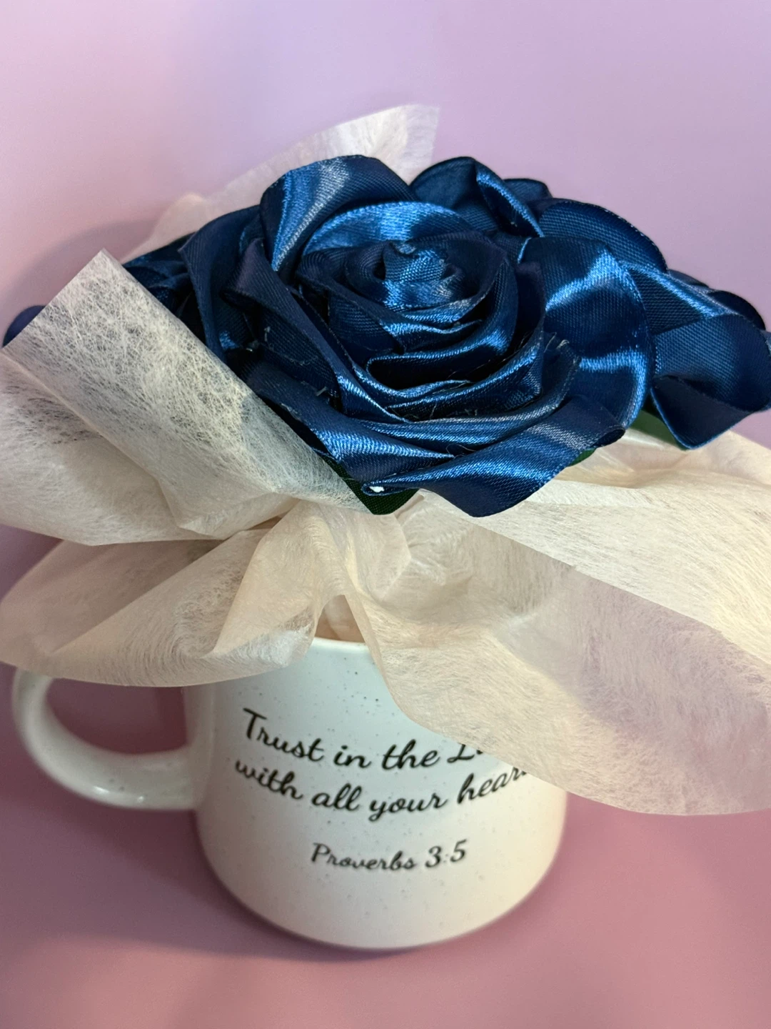 Blue Rose Mug Decoration with 'Happy Mother's Day'