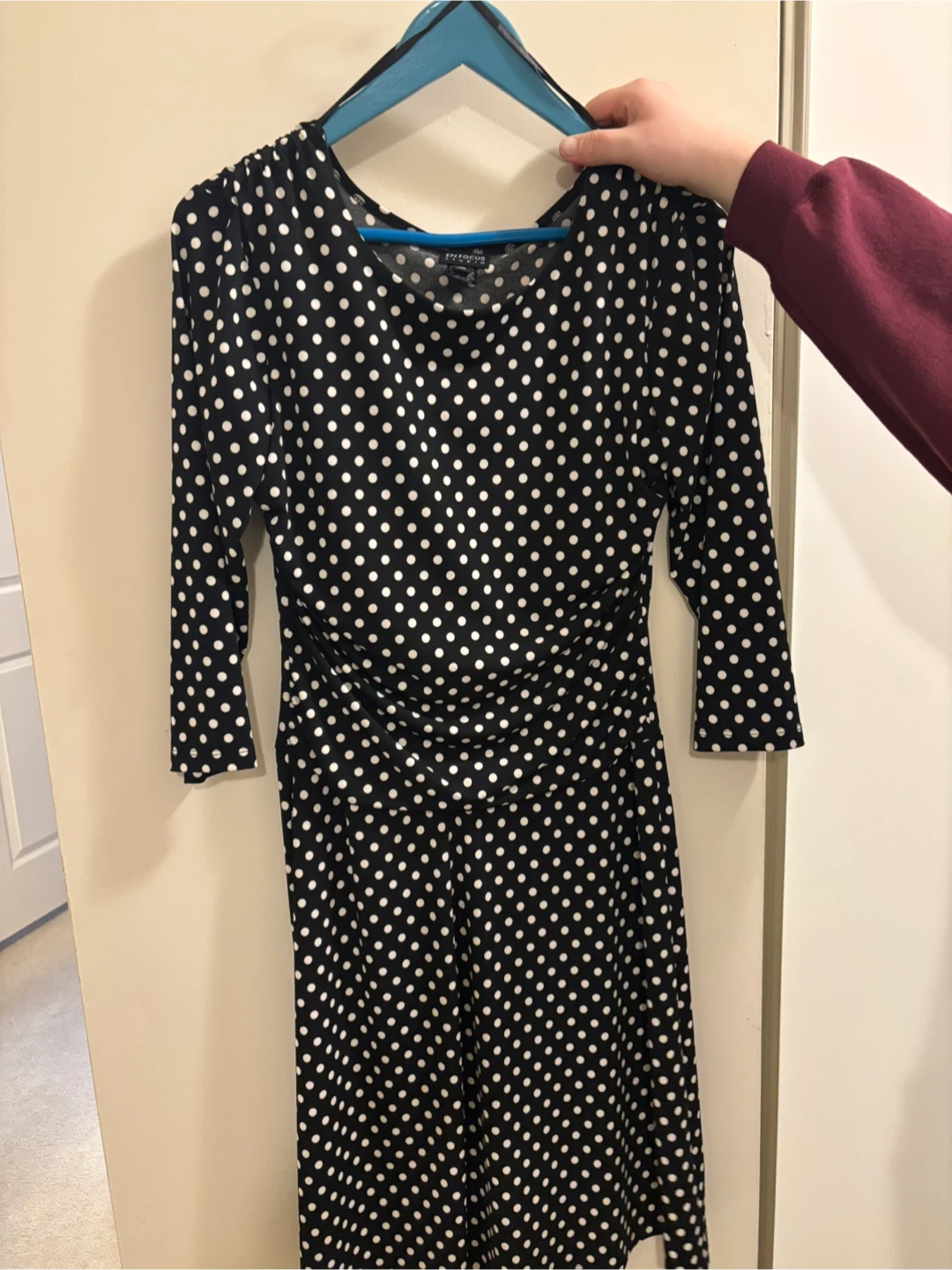 EN FOCUS STUDIO Black and White Polka Dot Dress Size 10
