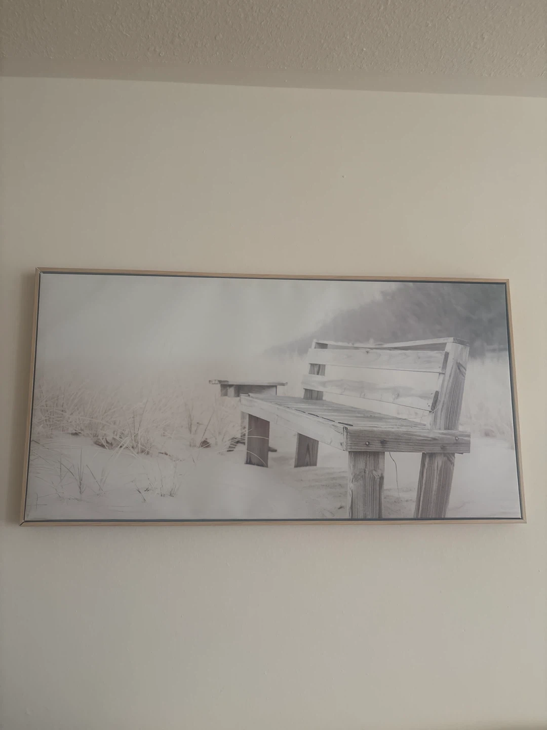 FREE!!!Framed Wall Art: Bench in Snowy Landscape