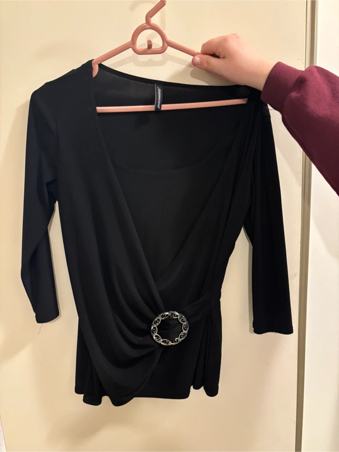 Jasmaxwell Black Blouse with Decorative Buckle