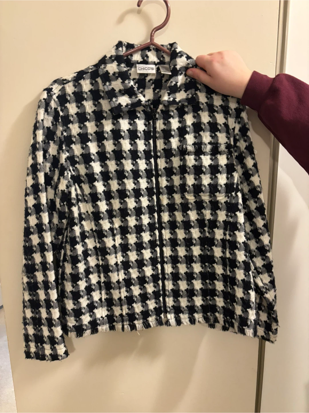 Chico's Black & White Houndstooth Jacket