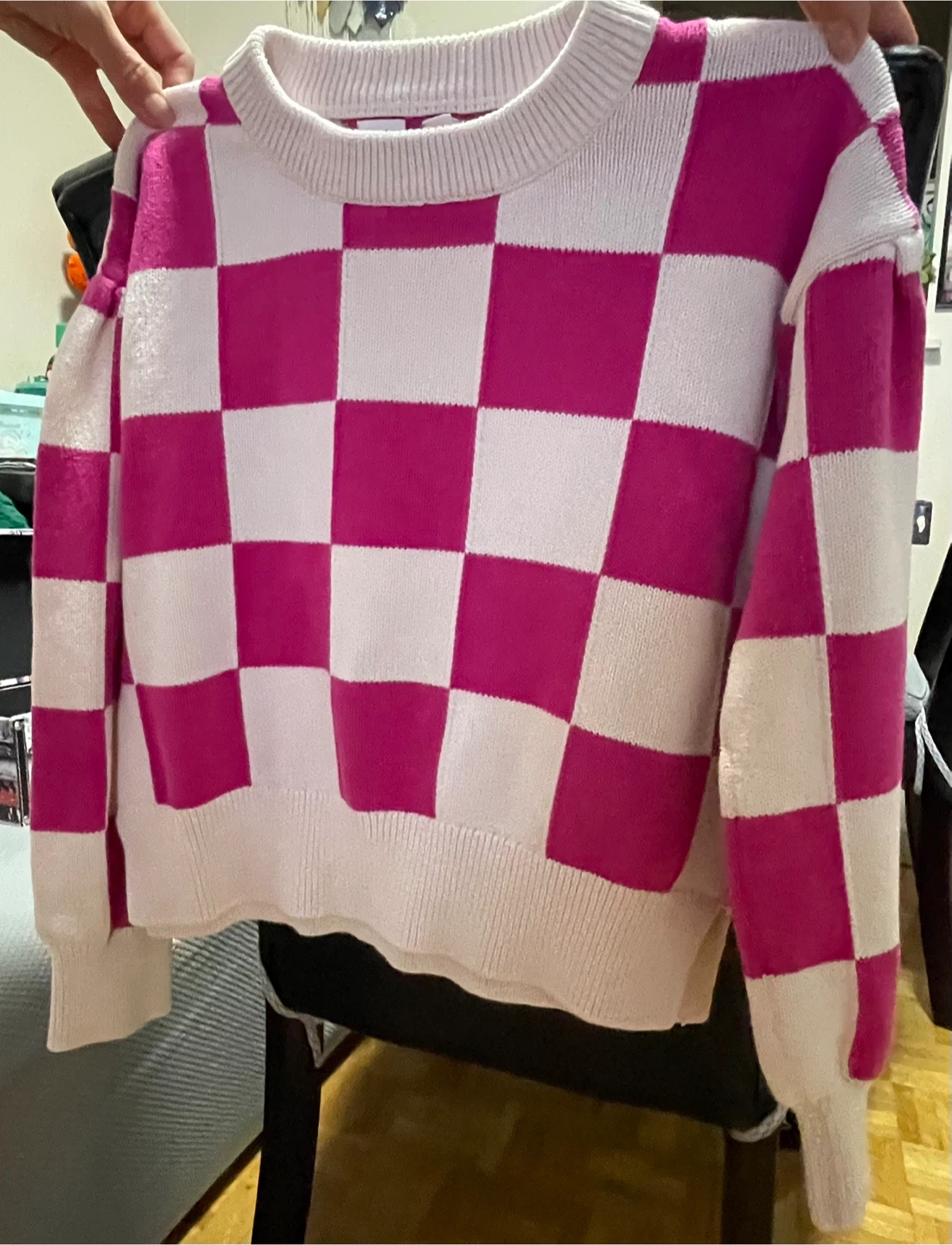 Gap Pink and White Checkered Sweater XXL - photo 2