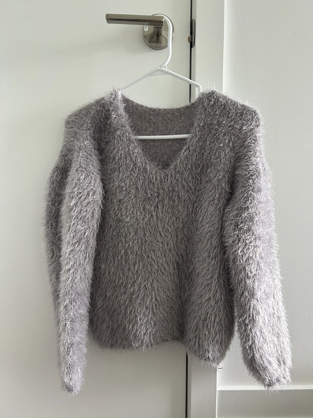 Fuzzy V-neck Sweater