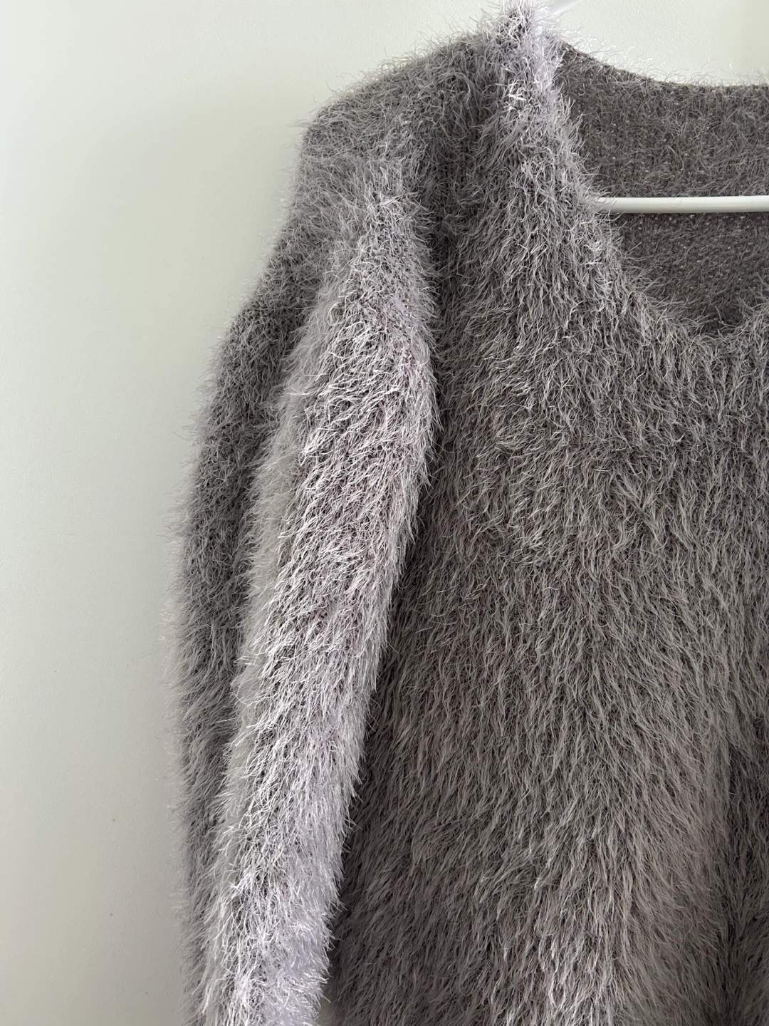 Fuzzy V-neck Sweater - photo 2