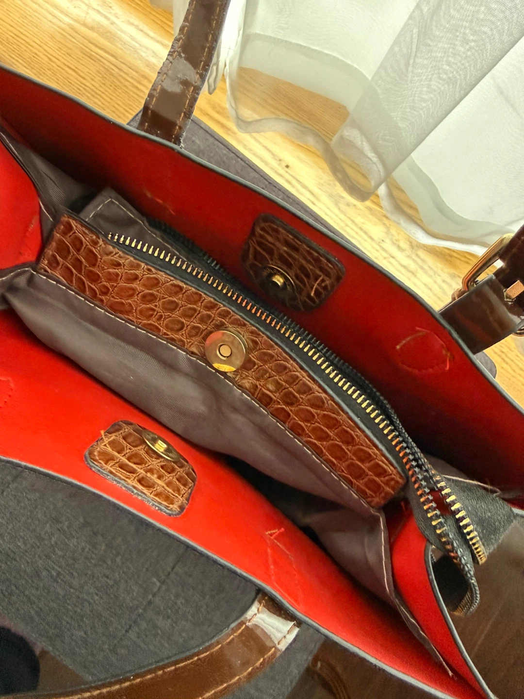*New* Brown Faux Croc Tote Bag - photo 2