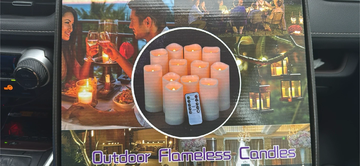 Set of 12 Outdoor Flameless Candles with Remote