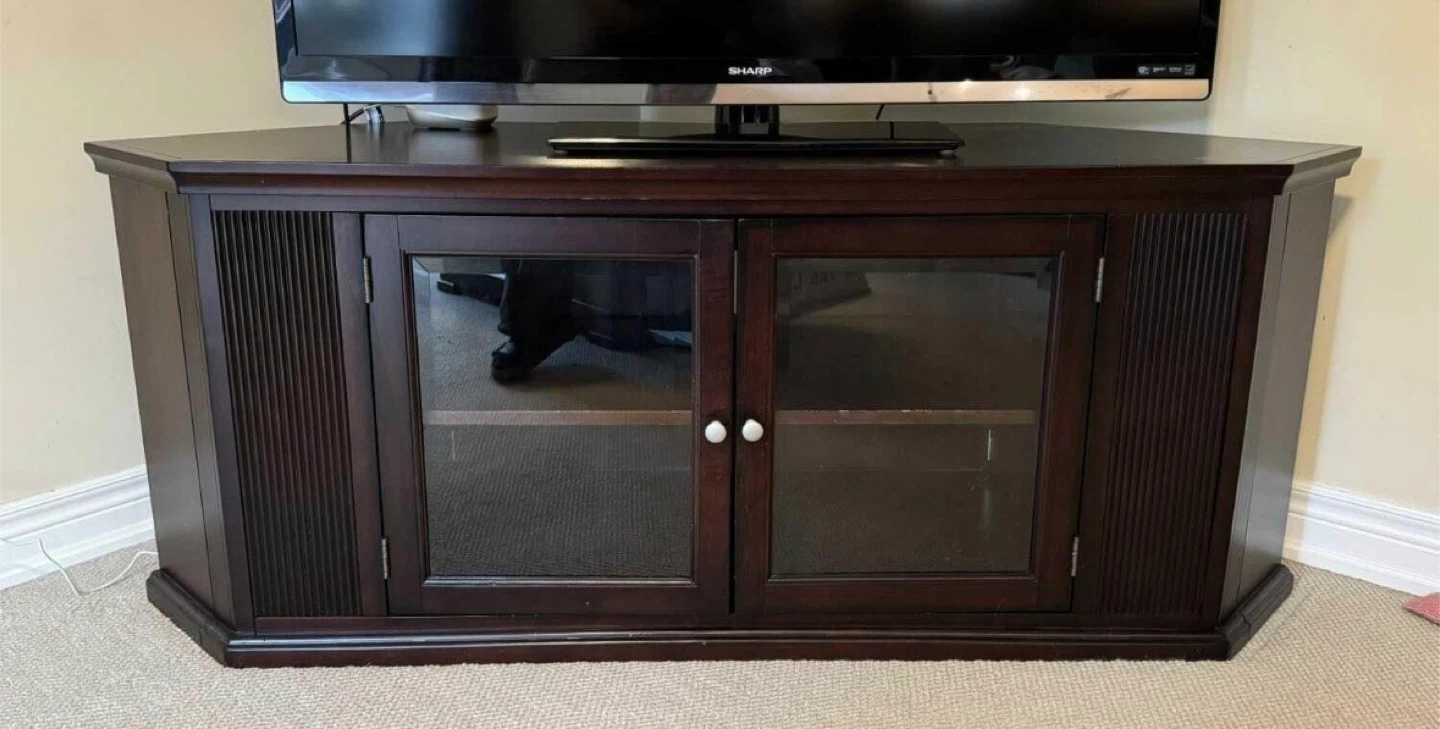 Corner TV Stand with Glass Doors
