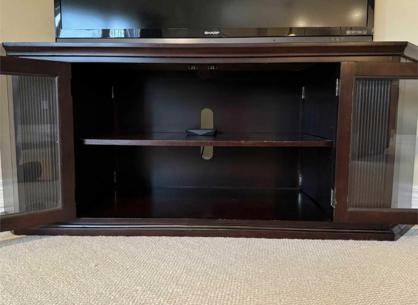 Corner TV Stand with Glass Doors - photo 3