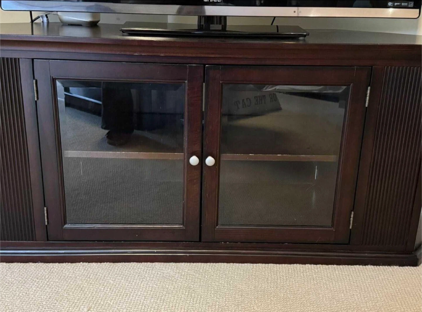 Corner TV Stand with Glass Doors - photo 2
