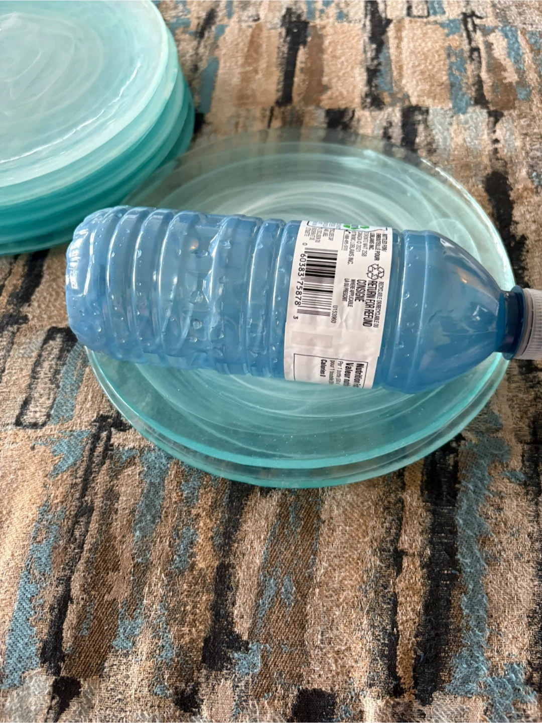 Set of 8 Blue Swirl Glass Plates - photo 3