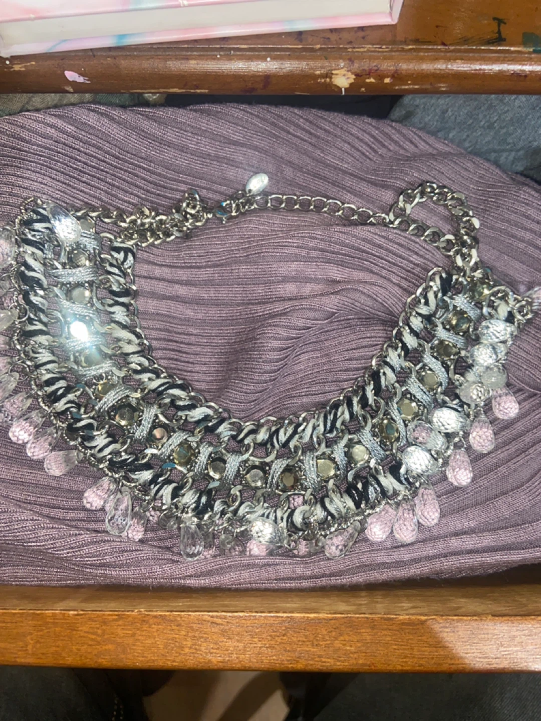 Statement Necklace with Beads and Chains