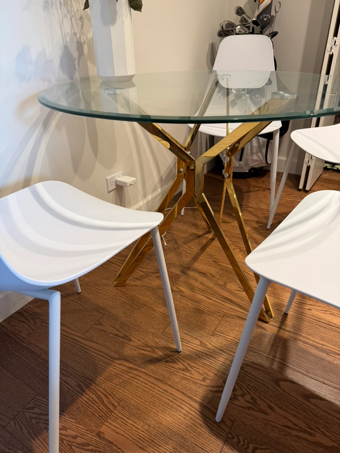 Glass Top Dining Table with Gold Starburst Base - photo 2