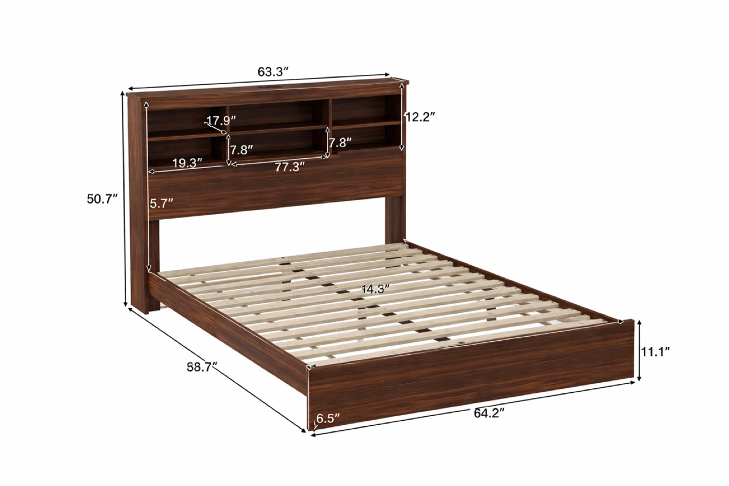 Platform Bed Frame with Headboard and Storage - Full Size - photo 2
