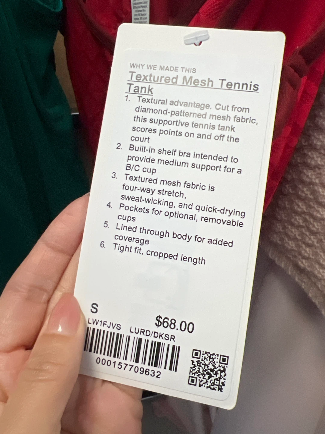 Lululemon Textured Mesh Tennis Tank Top - Red, Size S - photo 5