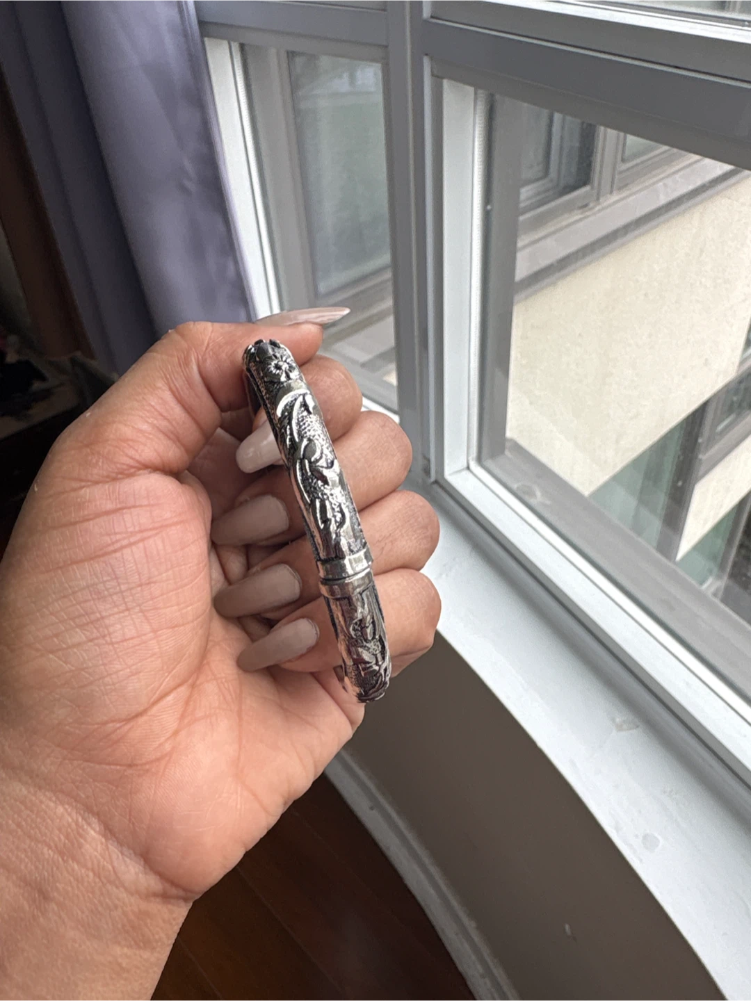 Ornate Silver-Tone Bangle Bracelet - photo 3