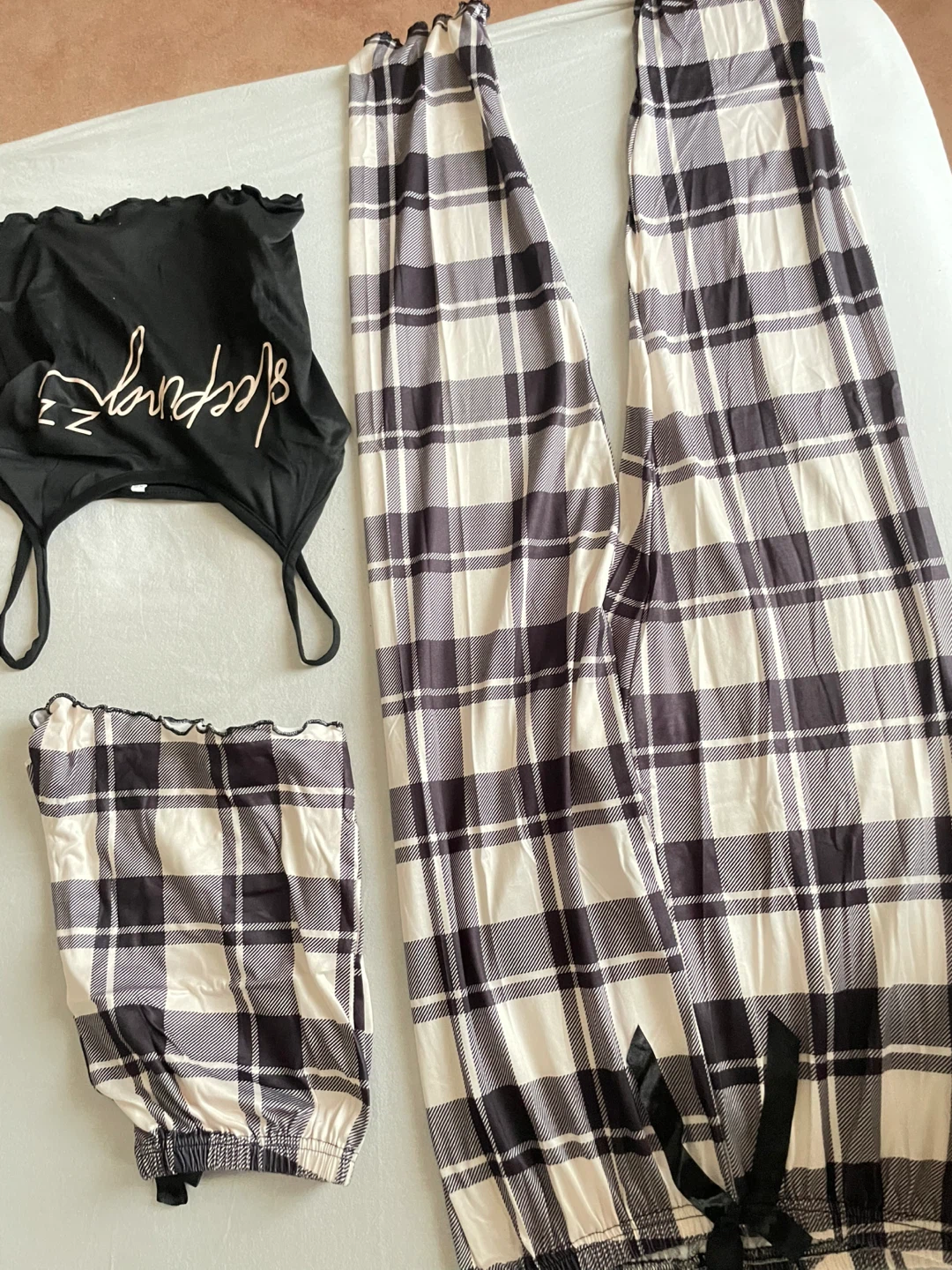 Women's Pajama Set - Black and White Plaid Sleepwear - photo 3