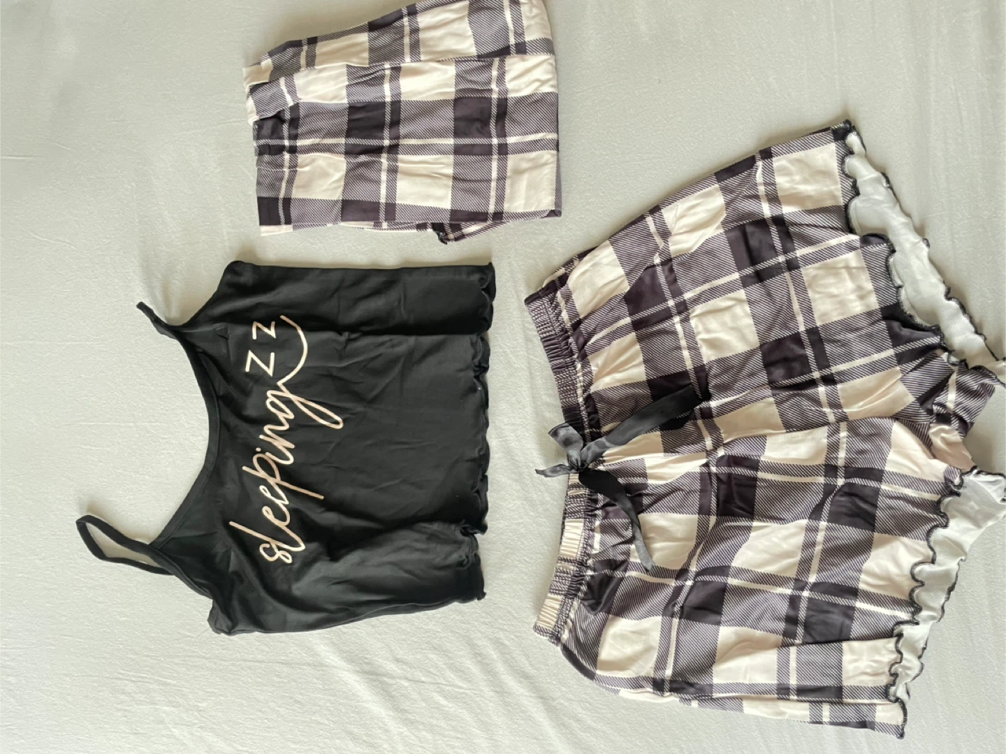 Women's Pajama Set - Black and White Plaid Sleepwear - photo 4