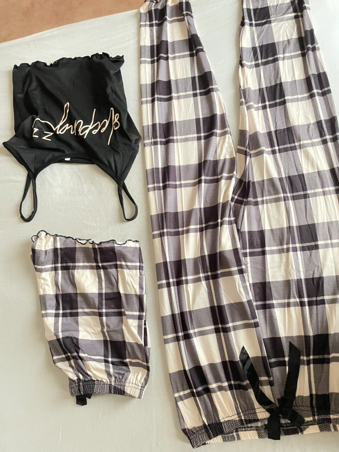 Women's Pajama Set - Black and White Plaid Sleepwear - photo 2