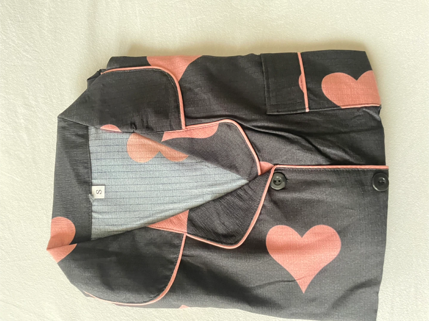 Black Heart Pajama Set - Size S