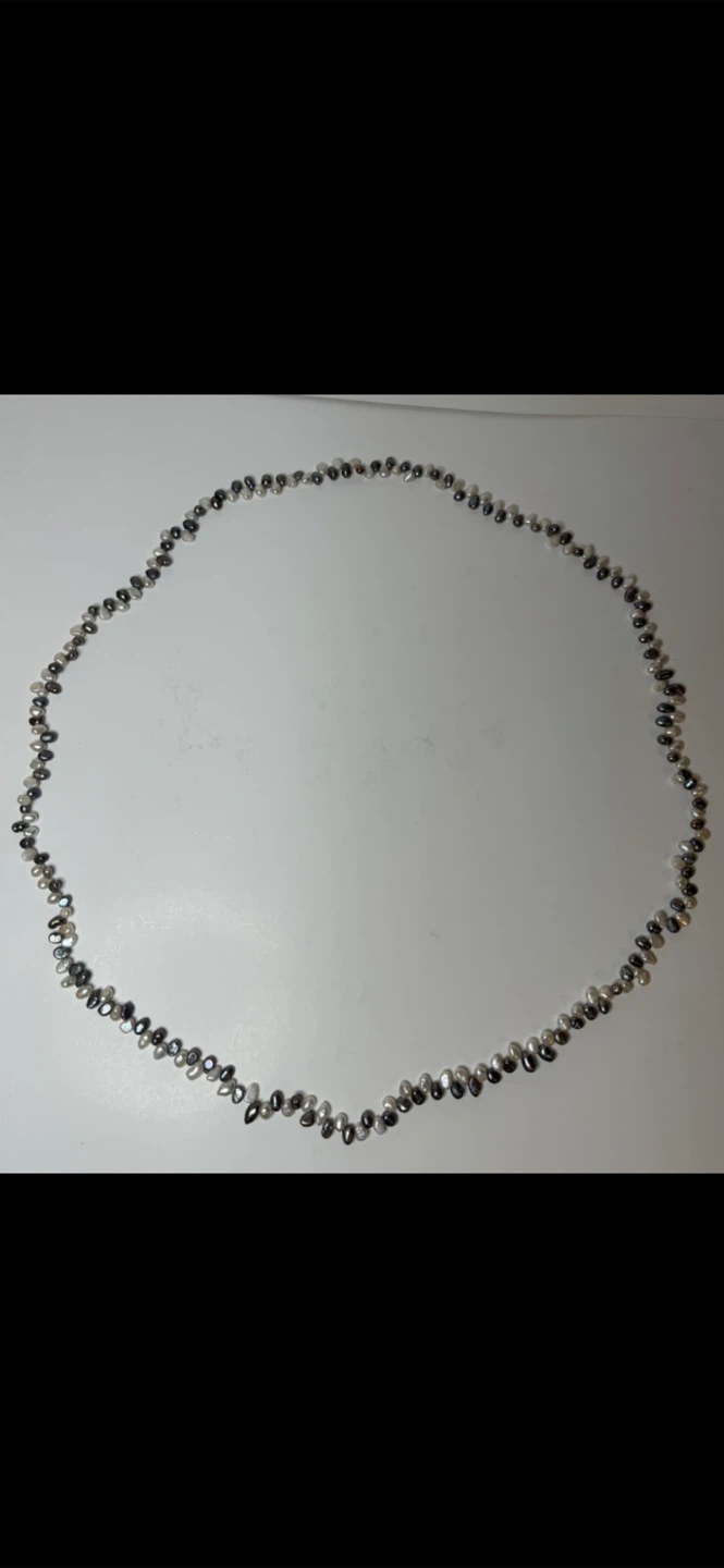 Real Pearl Necklace - Black & White - photo 3