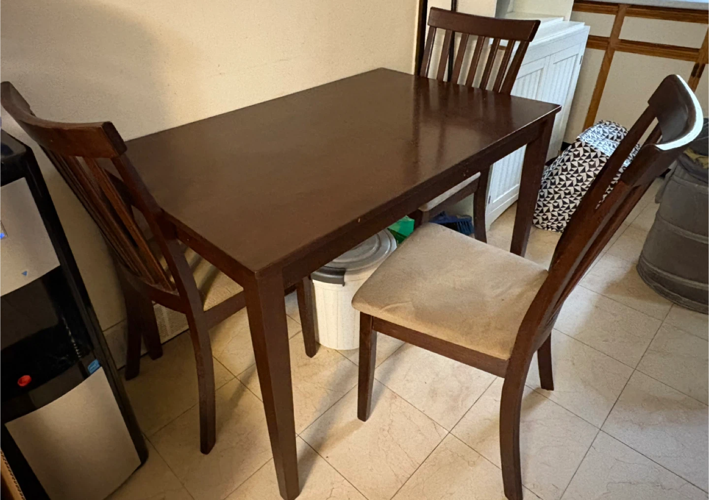 Dark Wood Dining Table with 3 Chairs - photo 2