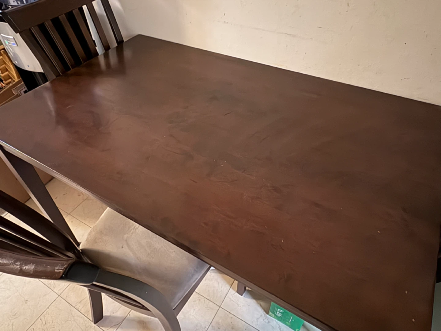 Dark Wood Dining Table with 3 Chairs - photo 3