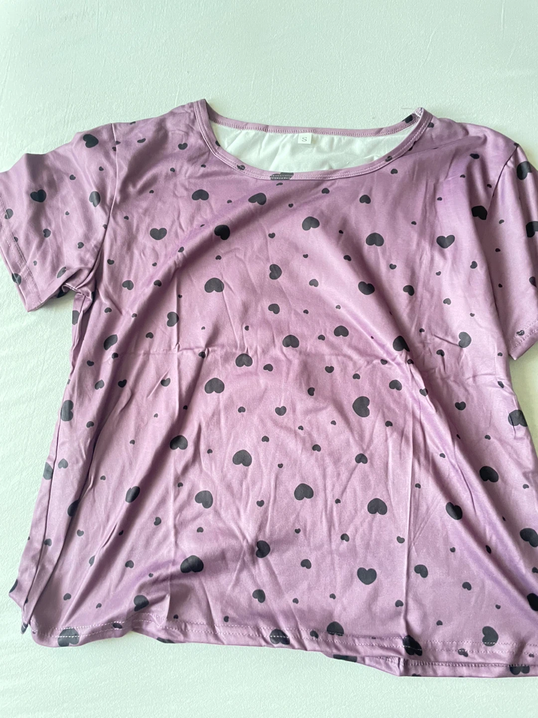 Purple Heart Print Pajama Set - Size S - photo 5