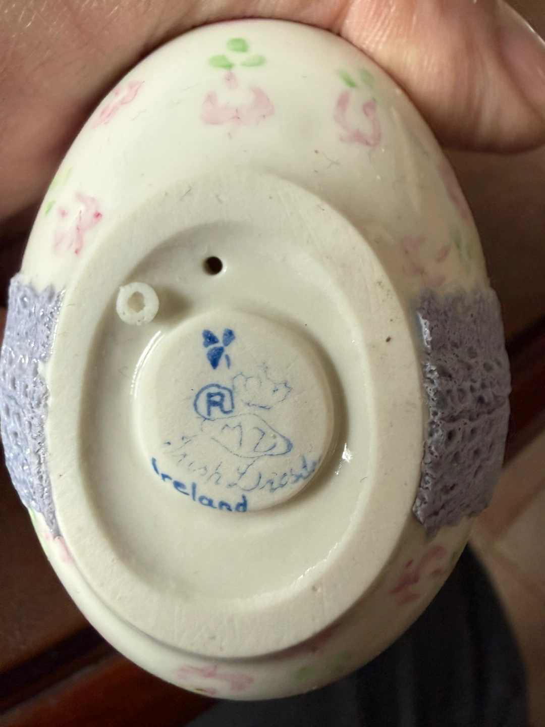 Irish Dresden Porcelain Egg with Lace - photo 4