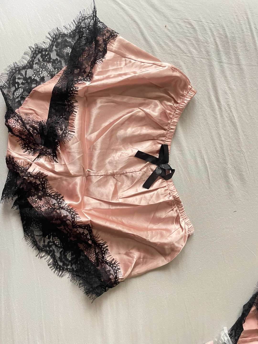 Black Lace Lingerie Set with Pink Satin Shorts - photo 4