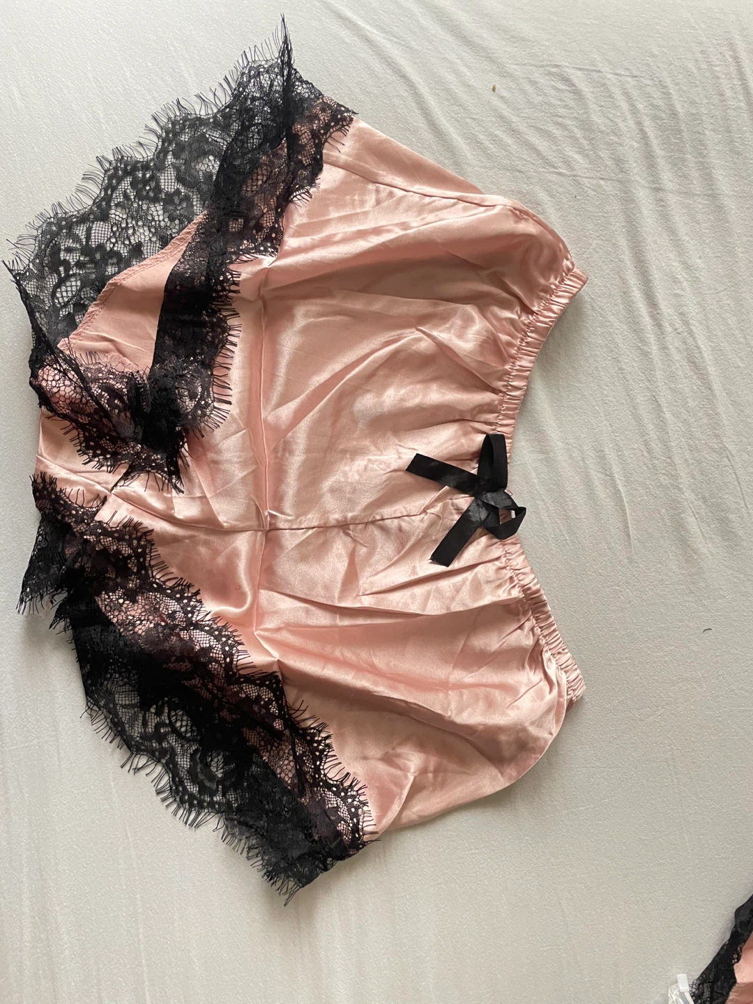 Black Lace Lingerie Set with Pink Satin Shorts - photo 3