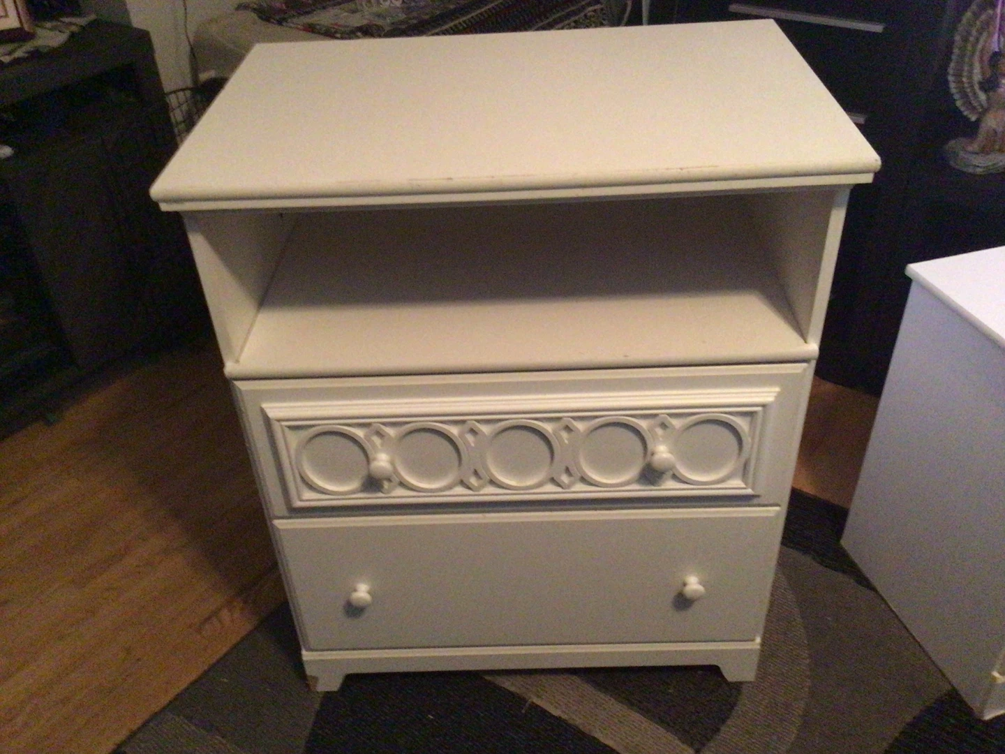 White Nightstand with Drawers and matching entertainment stand - photo 3
