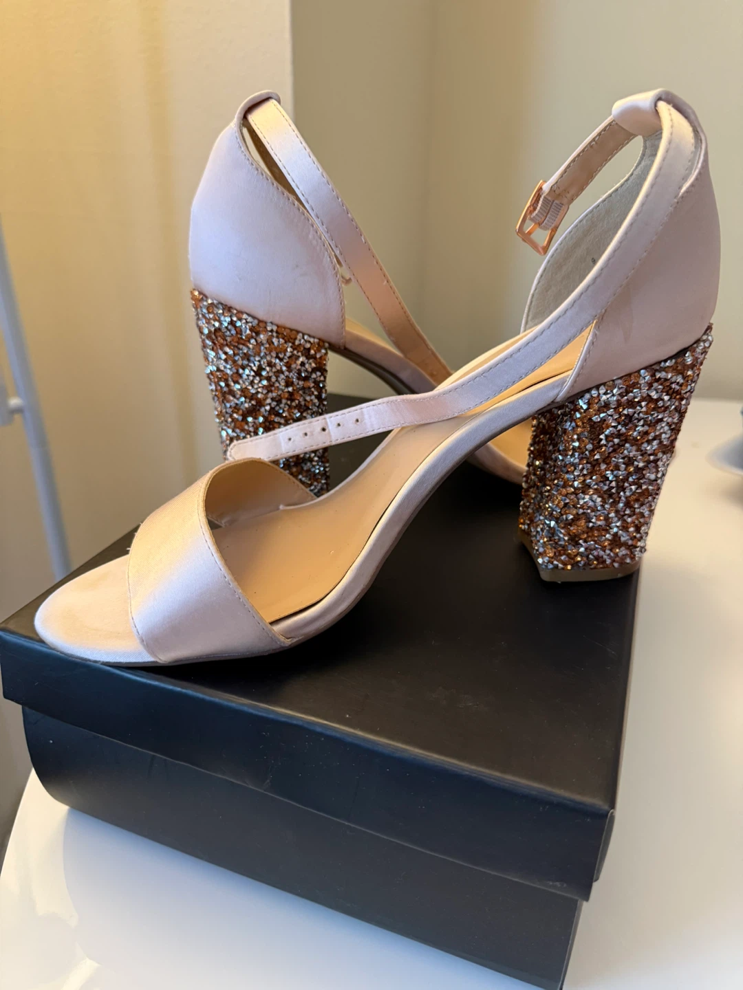 Expression Strappy Glitter Heels - Size 9