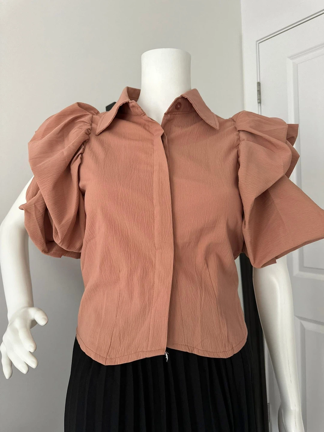 Women's Puff Sleeve Button-Up Shirt