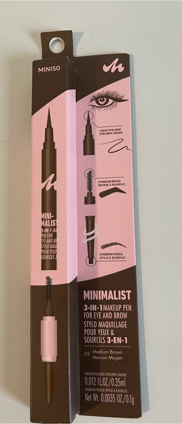 MINISO 3-in-1 Makeup Pen for Eye and Brow (Medium Brown)