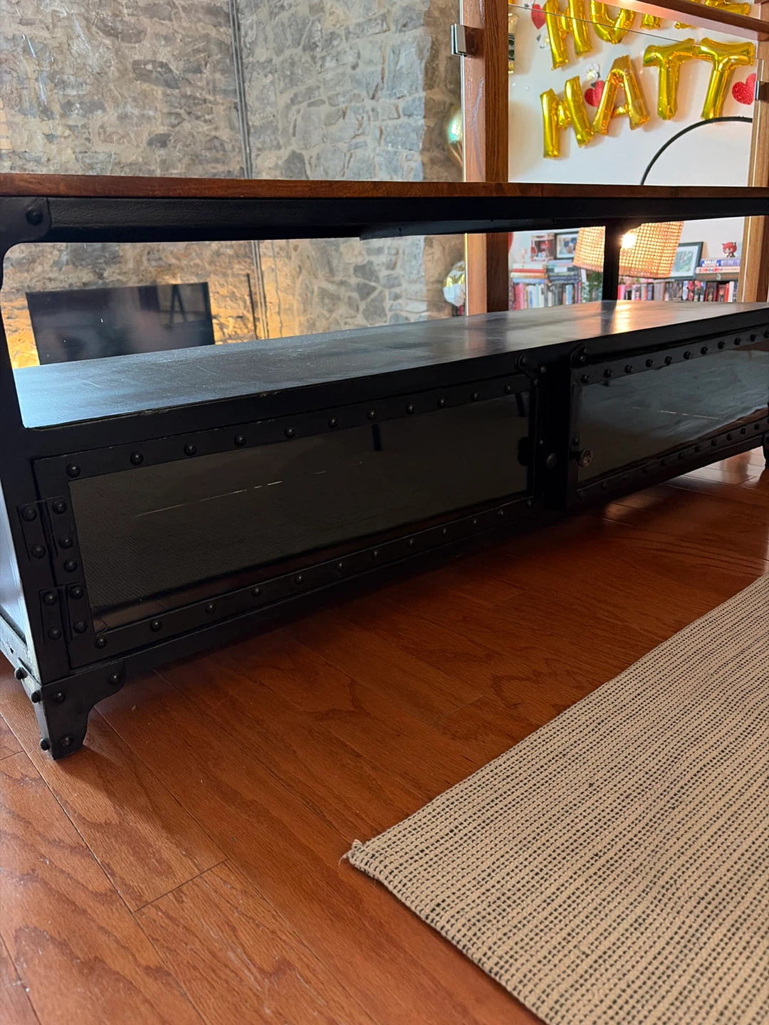Rustic Industrial Style Coffee Table with Storage - photo 2