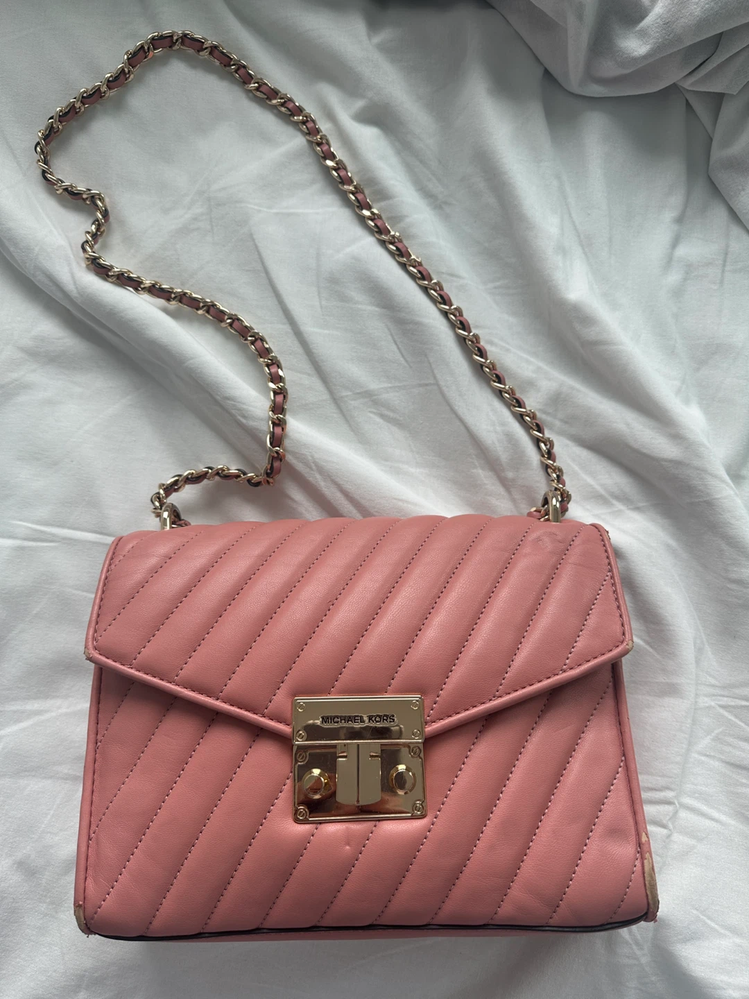 Michael Kors Pink Quilted Leather Chain Shoulder Bag