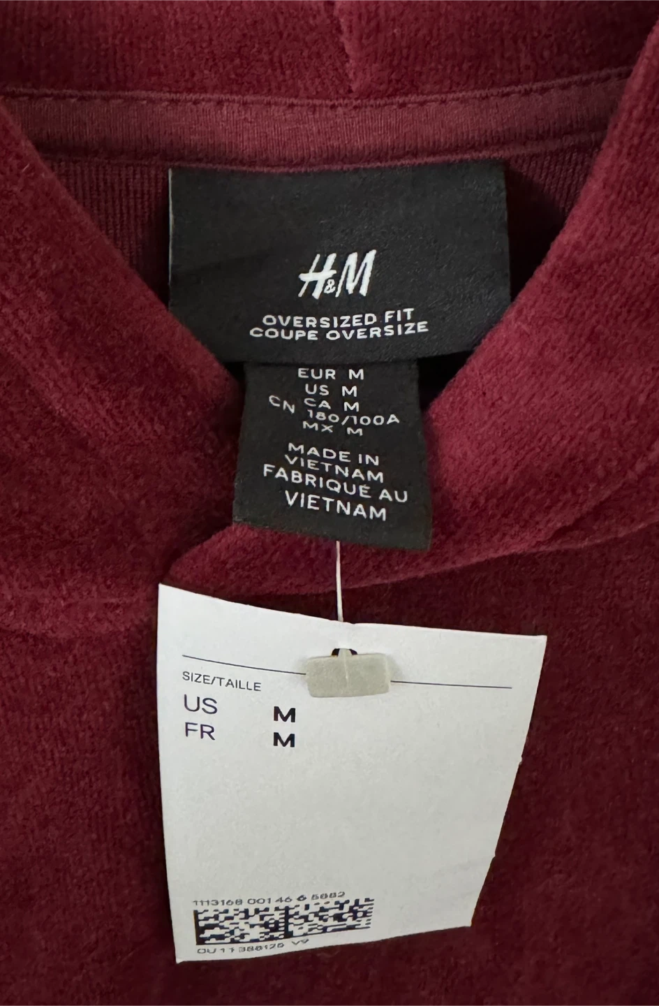 Brand New HM Velour Burgundy Hoodie - photo 4
