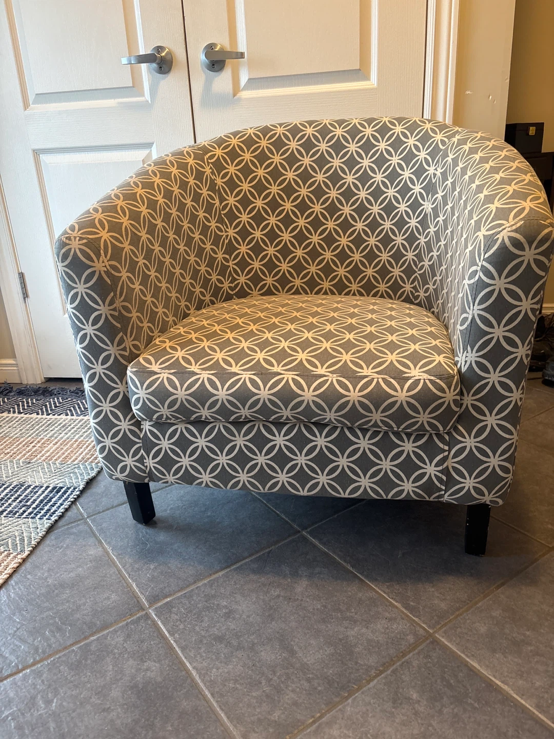 Accent Armchair - Grey Geometric Pattern