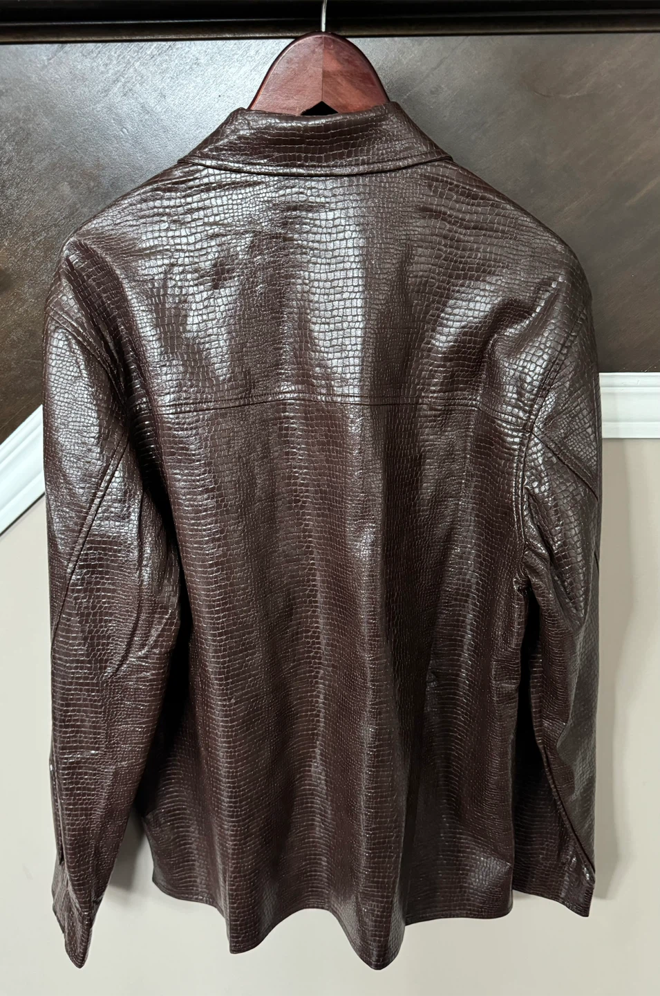 Brand New Faux Leather Snake Skin Print Brown Jacket - photo 2